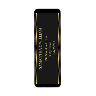 Cute Black And Gold Geometric Return Address Label