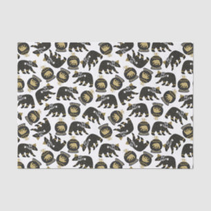 Cute Black and Gold Polar Bear Pattern Christmas  Tissue Paper