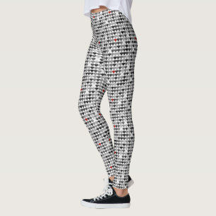 cute black and gray love hearts leggings