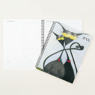 Cute Black and Grey Cat Cartoon Planner