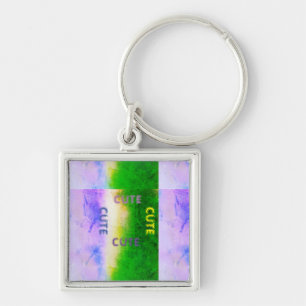 CUTE_ BLACK AND LIGHT ( Green Purple Yellow ) Keychain