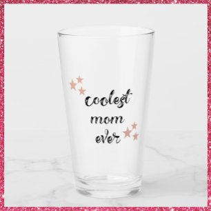 Cute Black and Pink Coolest Mom Ever Glass