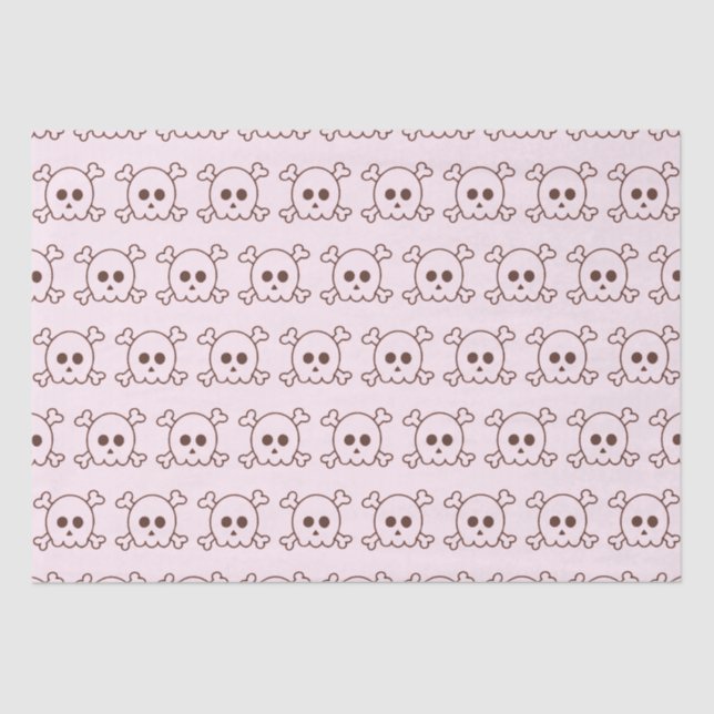 Cute Black and Pink Skulls Pink Halloween Tissue Paper (Front)