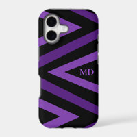 Cute Black and Purple Striped zigzag Initials