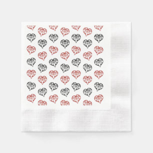 Cute Black and Red Blazing Heart pattern Napkin