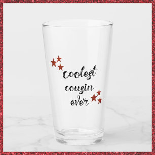 Cute Black and Red Coolest Cousin Ever Glass