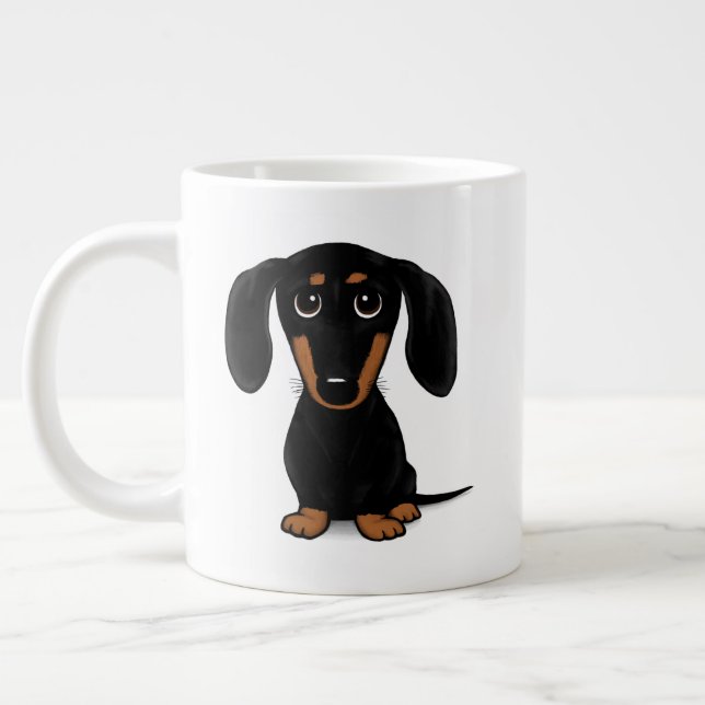 Cute Black and Tan Dachshund | Wiener Dog Large Coffee Mug (Left)