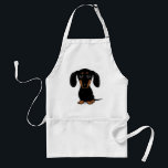 Cute Black and Tan Dachshund with Custom Text Standard Apron<br><div class="desc">Cute Doxie Cartoon Dog</div>