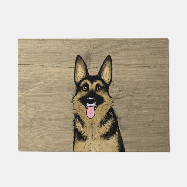 Cute Black and Tan German Shepherd Dog Doormat (Front)