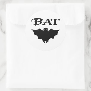 Cute Black And White Bat Halloween Classic Round Sticker