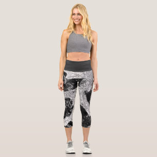 Cute Black and White Capri Leggings