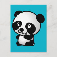 Cute black and white cartoon panda bear graphic