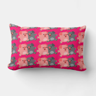 Cute Black and White Cartoon Pigs Lumbar Pillow
