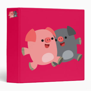 Cute Black And White Cartoon Pigs Ring Binder