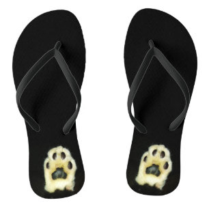 Cute Black and White Cat Paws Flip Flops