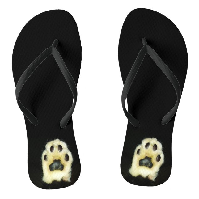 Cute Black and White Cat Paws Flip Flops (Footbed)