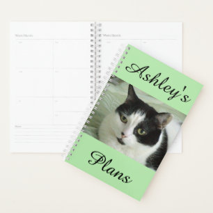Cute Black and White Cat Personalized Planner