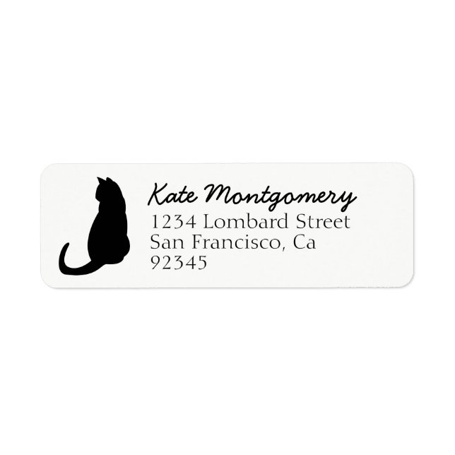 Cute Black and White Cat Return Address (Front)