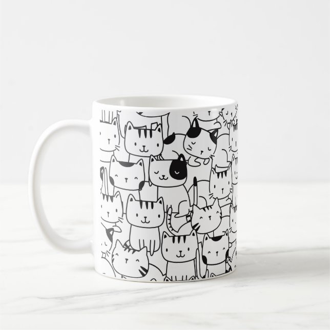 Cute Black And White Cats Coffee Mug (Left)