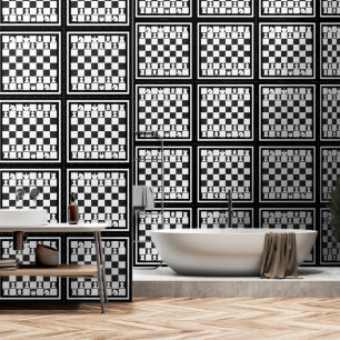 Cute Black and White Chess Board Pattern Wallpaper