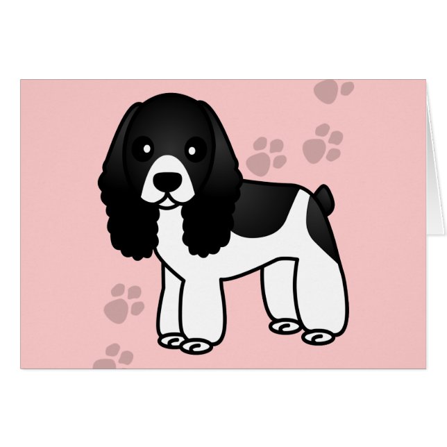 Cute Black and White Cocker Spaniel Cartoon (Front Horizontal)