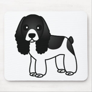 Cute Black and White Cocker Spaniel Cartoon Mouse Pad