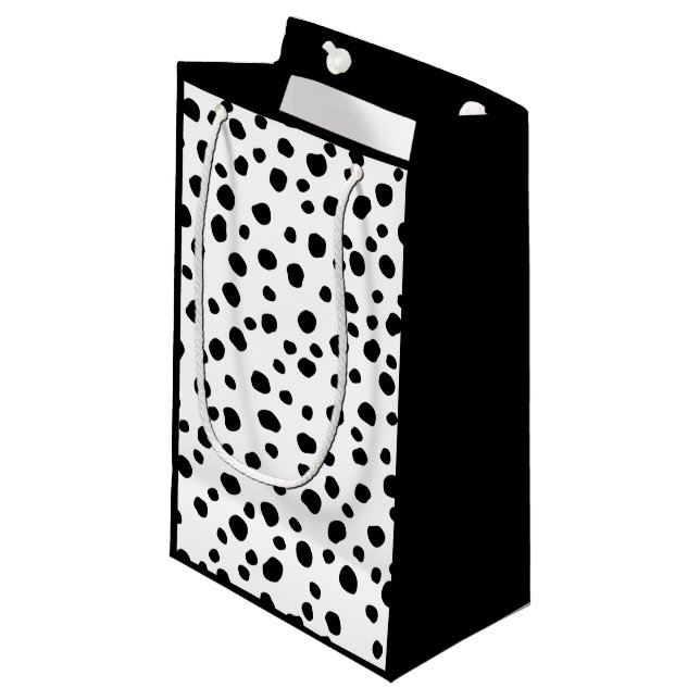 Cute Black and White Dalmatian Spot Animal Print Small Gift Bag (Front Angled)