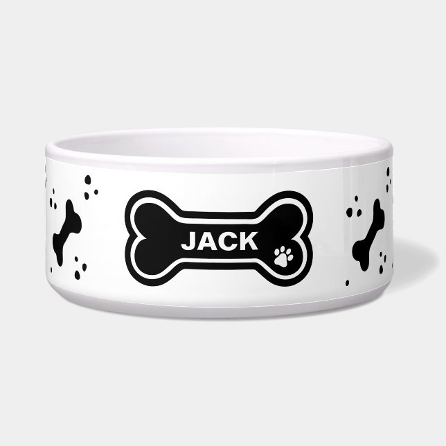 Cute Black and White Dog Bones Personalized (Front)