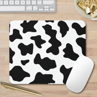 cute black and white farm dairy cow print mouse pad