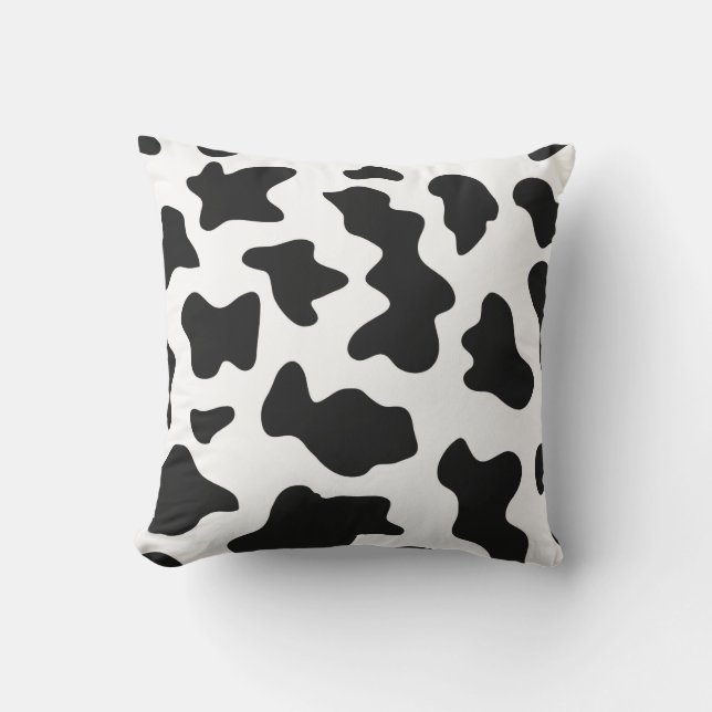cute  black and white farm dairy cow print outdoor pillow (Front)