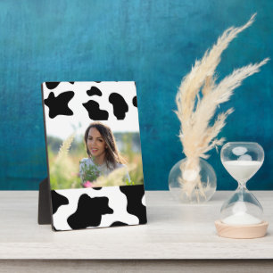 cute black and white farm dairy cow print plaque