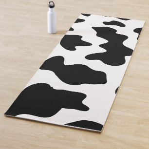 cute black and white farm dairy cow print yoga mat
