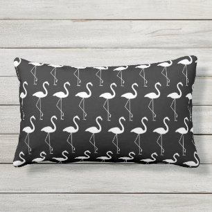 Cute Black and White Flamingos Lumbar Pillow