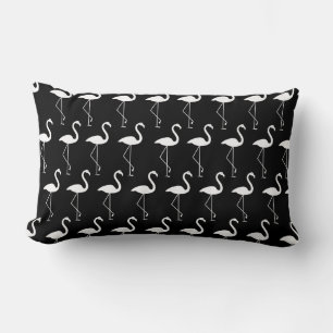 Cute Black and White Flamingos Lumbar Pillow