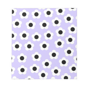 Cute Black and White Flower With Blue Background Notepad
