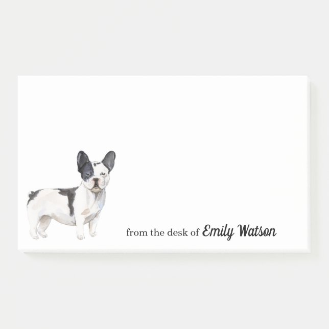 Cute Black And White French Bulldog Post-it Notes (Front)
