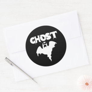 Cute Black And White Ghost Halloween  Classic Round Sticker
