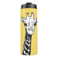 Cute Black and White Giraffe Drawing Yellow