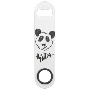 Cute Black and White Hand Drawn Panda Typography Speed Bottle Opener