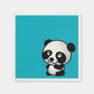 Cute black and white happy panda bear napkin