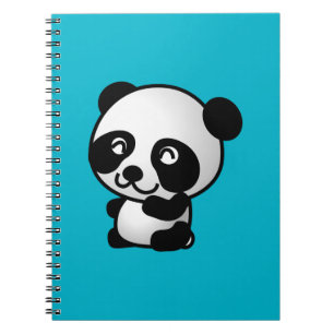Cute black and white happy panda bear notebook