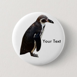 Cute Black and White Humboldt Penguin Name Tag 2 Inch Round Button