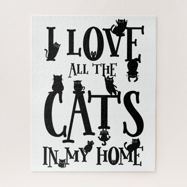 Cute Black and white I love all cats in my home Jigsaw Puzzle (Vertical)