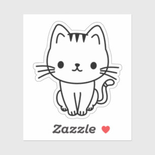 Cute Black and White Kawaii Cat Custom Die Cut