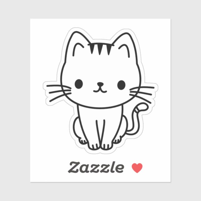 Cute Black and White Kawaii Cat Custom Die Cut (Sheet)