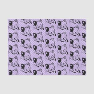 Cute Black and White Kitty Cat Waving Hello Tissue Paper