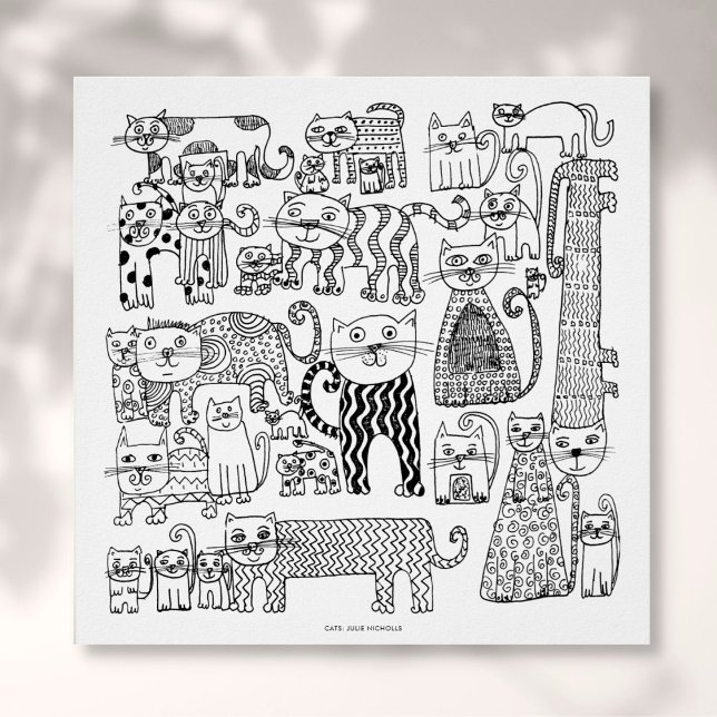 Cute Black and White Kitty Cat Whimsical Pattern Poster (Creator Uploaded)