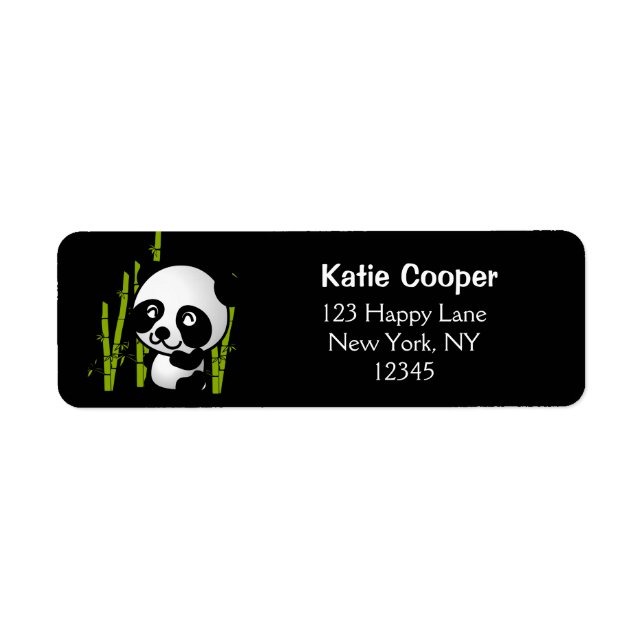 Cute black and white panda bear in a bamboo grove (Front)