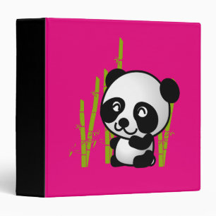 Cute black and white panda bear in a bamboo grove. binder