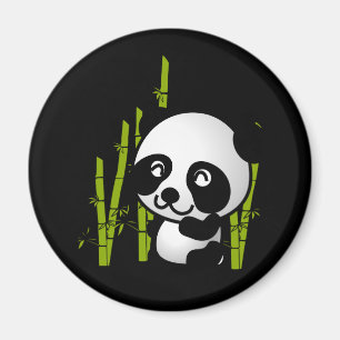 Cute black and white panda bear in a bamboo grove. magnet
